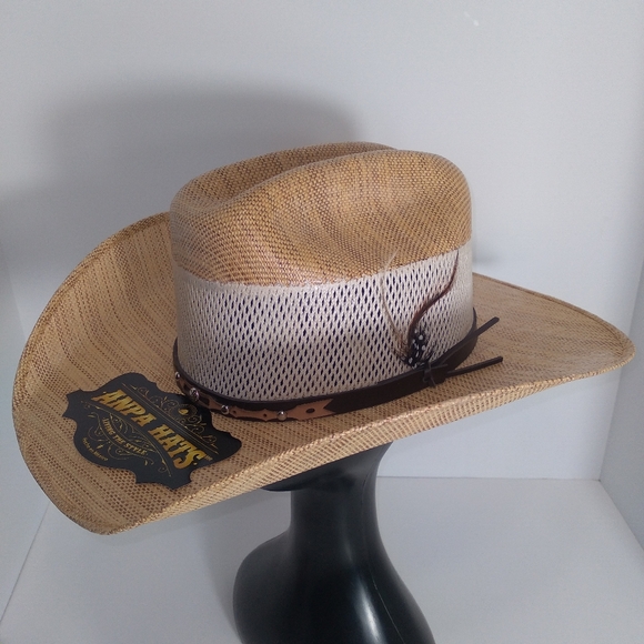 ANPA LIVING THE STYLE Men's Handmade Brown/Tan Breathable Cowboy Hat - Picture 1 of 5